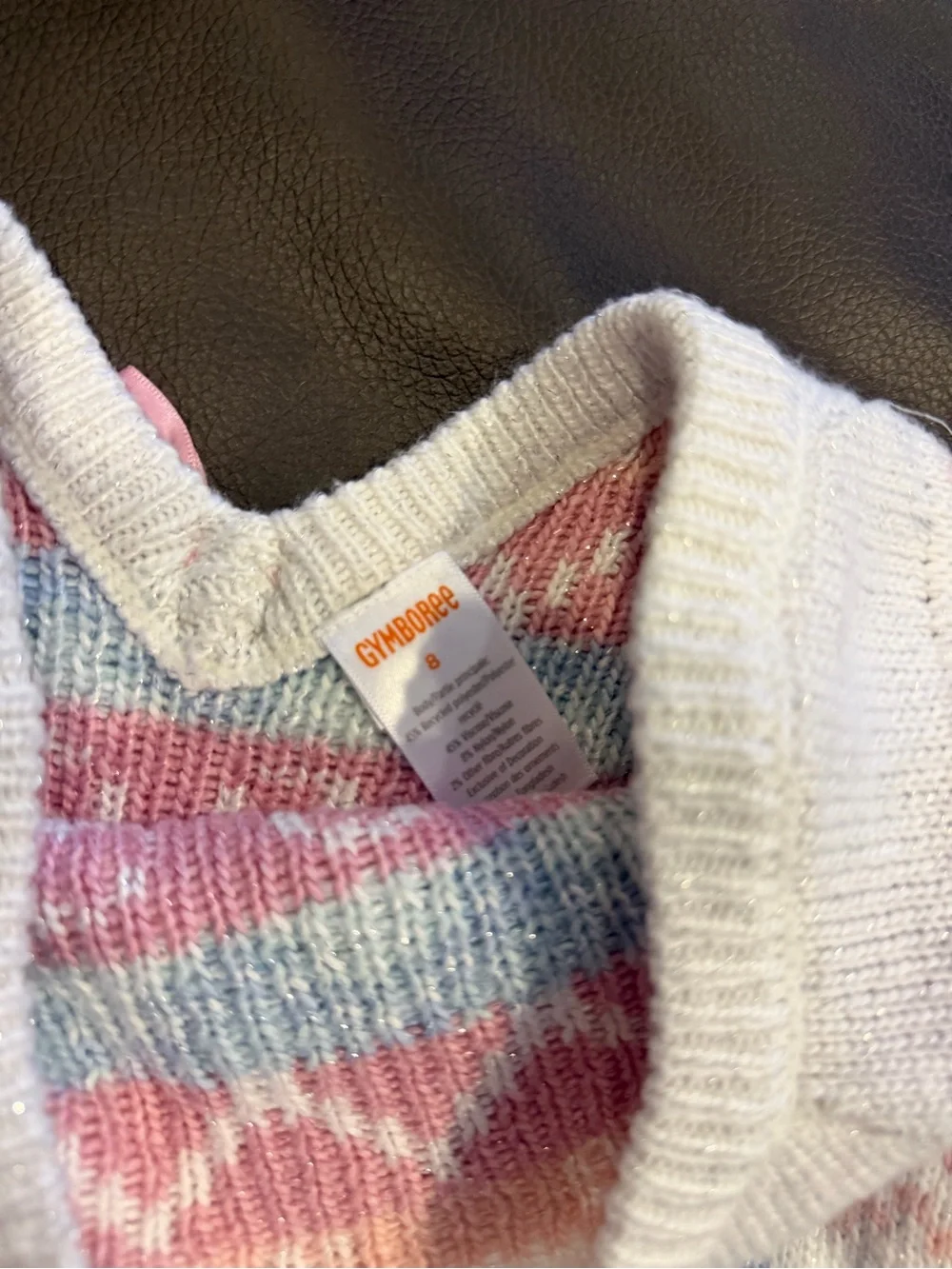 Gymboree Cream Sweater with Pink & Light Blue Fair Isle Motif